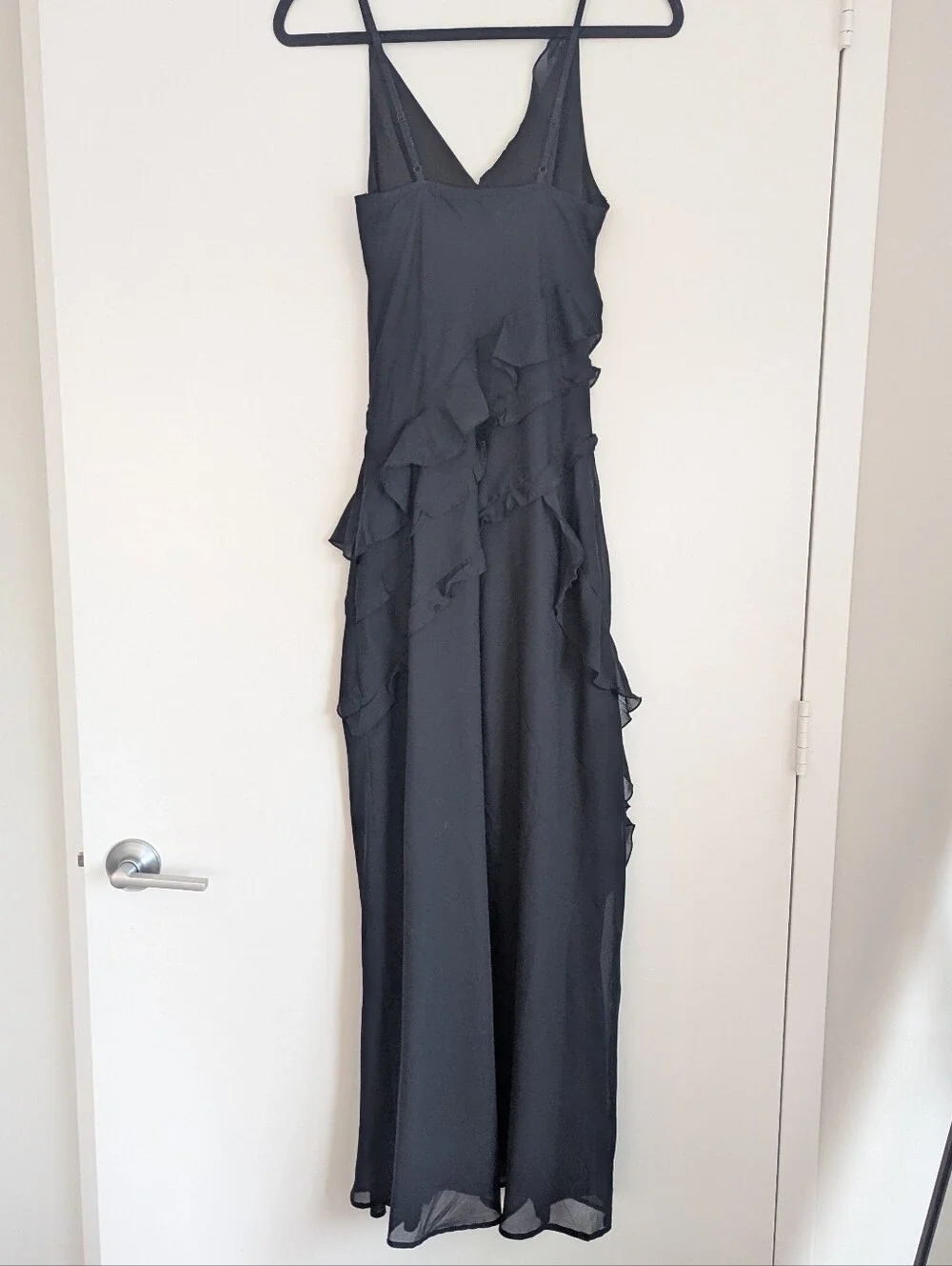 Abercrombie & Fitch Black Ruffle V-Neck Maxi Dress